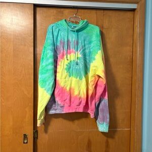 Bright Tie-Dye Pullover Hoodie - Multi Color